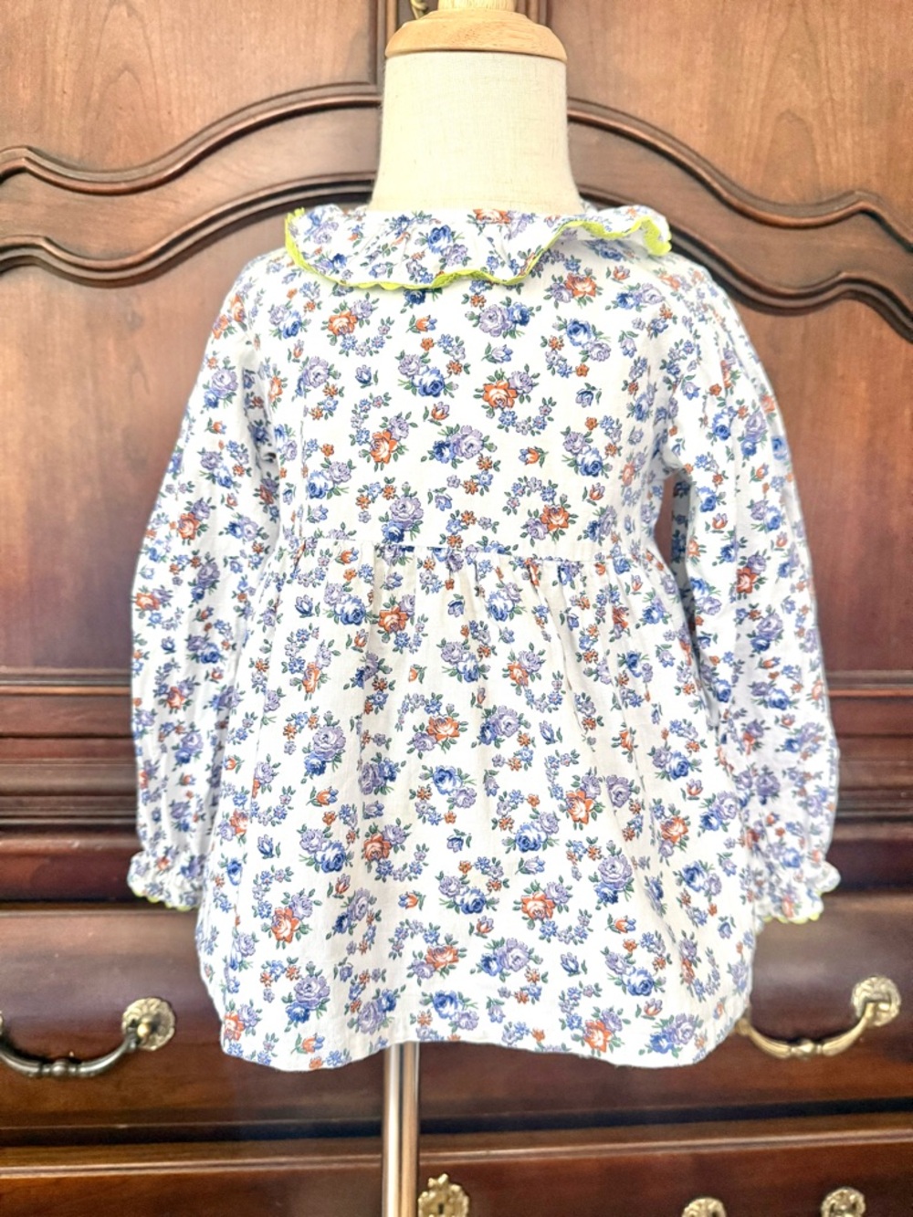 Peggy Green Floral Ruffle Collar Bloomer Set 3T Boutique Outfit